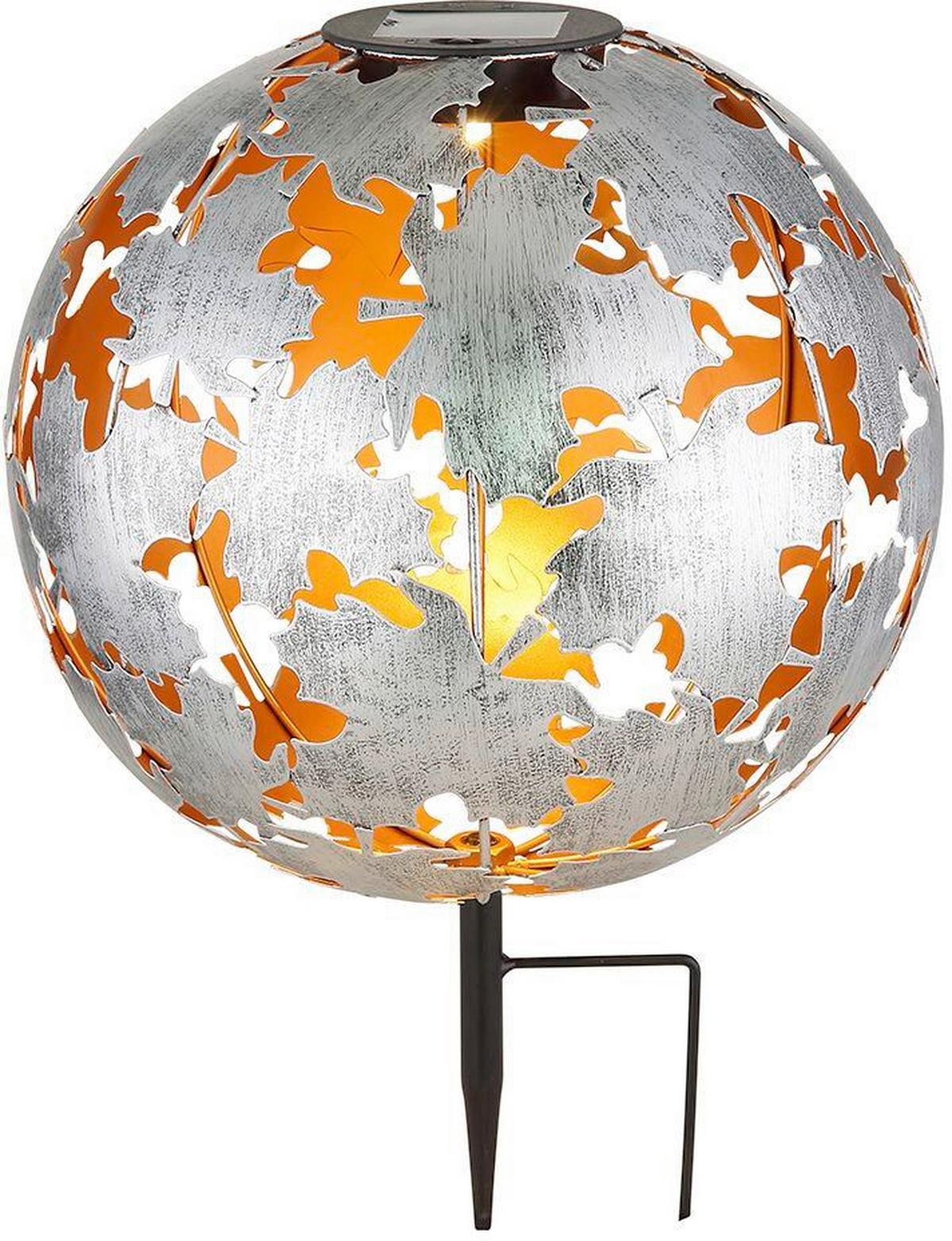 Solarleuchte 3000k, Warmweiß - Silberfarben/Schwarz, Design, Metall (27/37cm) - Globo