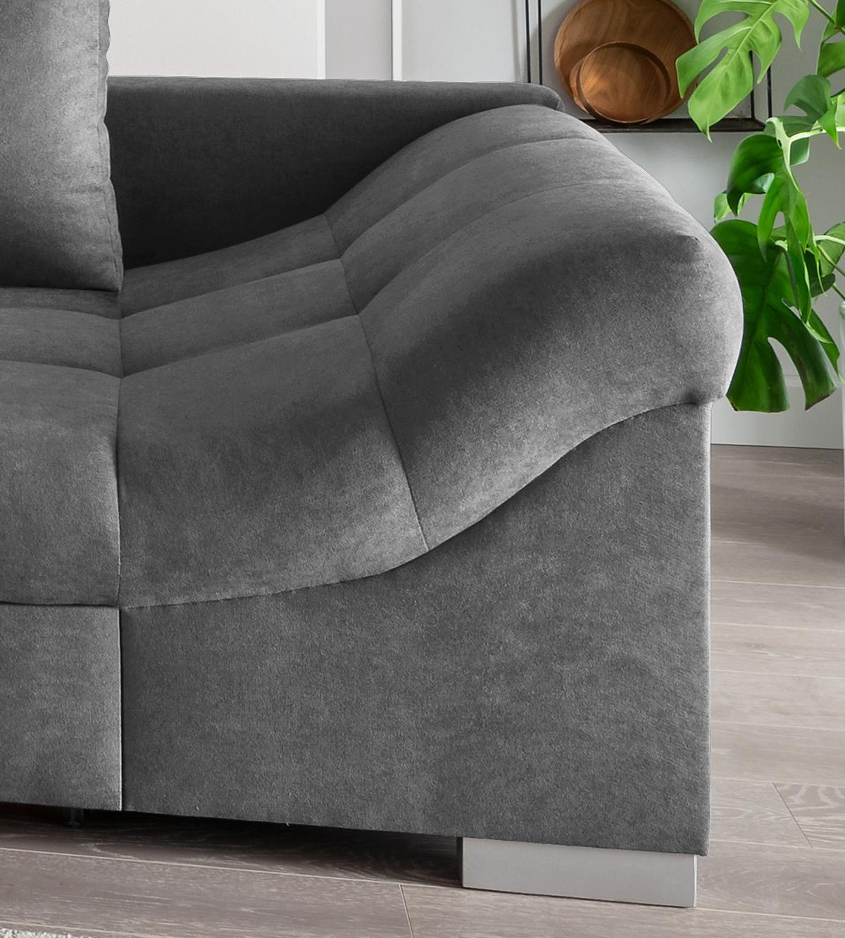 Eckschlafsofa Alvito Dunkelgrau S: 202/298 cm - Dunkelgrau/Silberfarben, Design, Textil (202/298cm) - MID.YOU