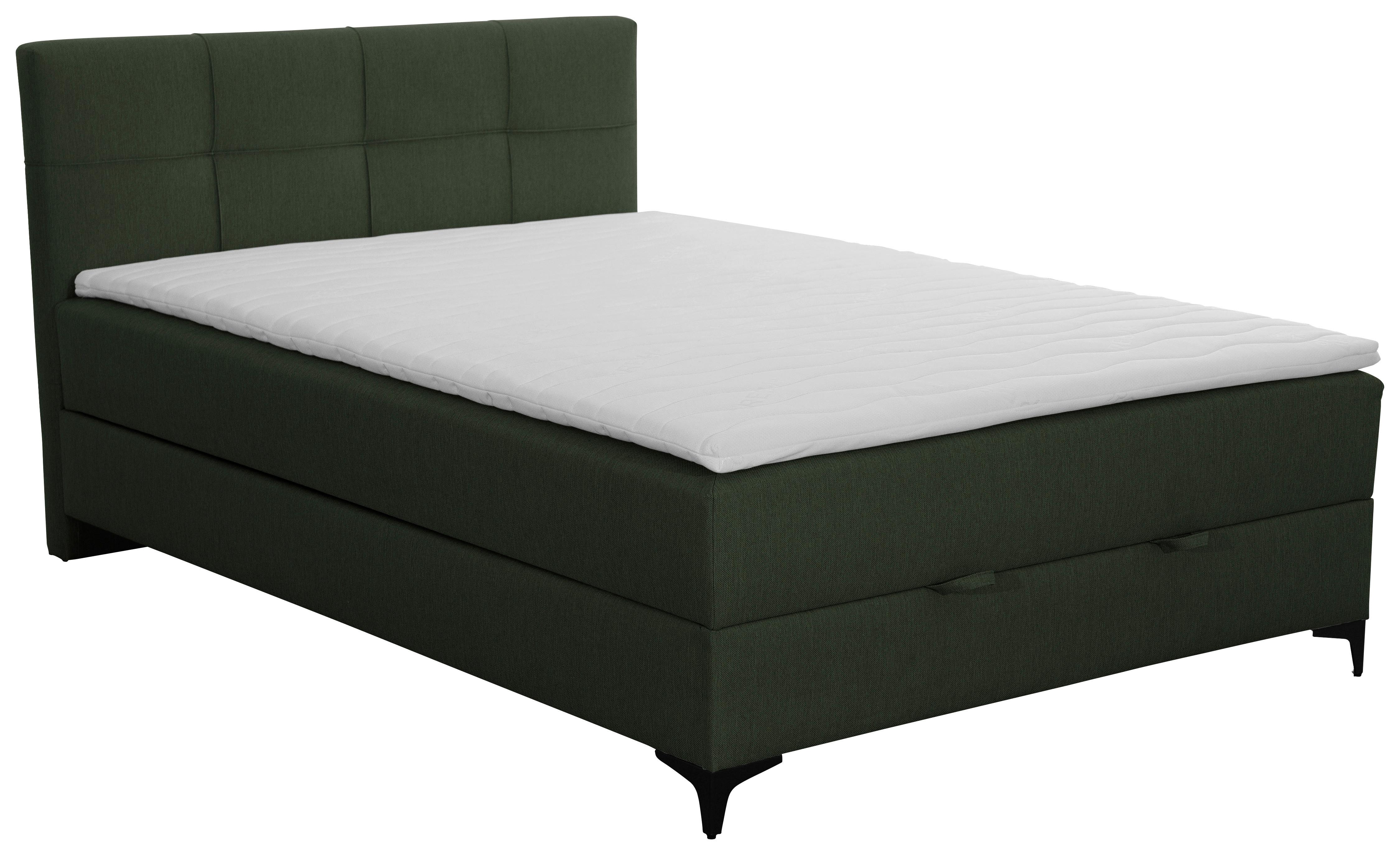 Polsterbett Mit Matratze 140x200 Freddie Olivgrün - Schwarz/Olivgrün, KONVENTIONELL, Textil (140/200cm)