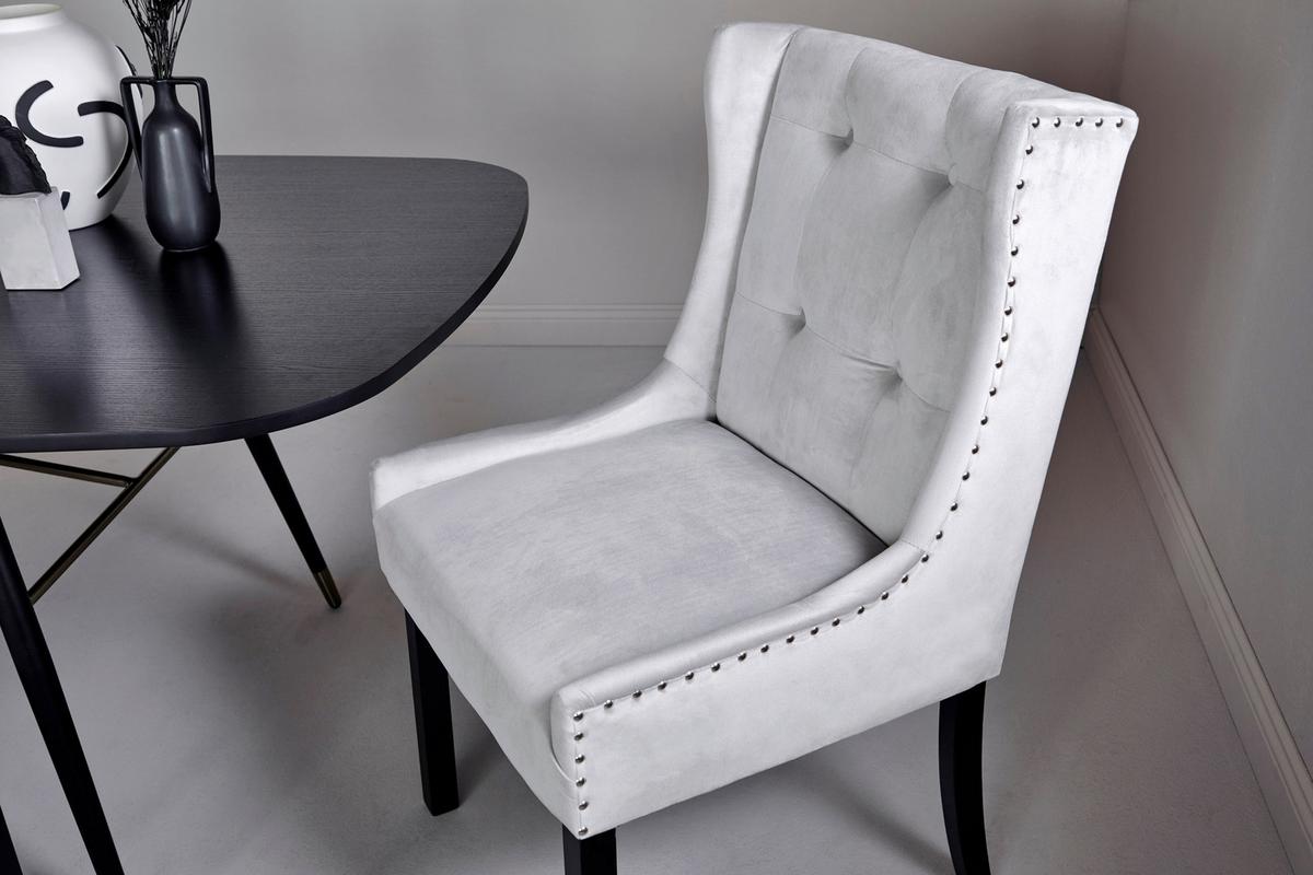 Stuhl Savik Norfolk Silberfarben/schwarz B: 57 Cm - Silberfarben/Schwarz, MODERN, Holz/Textil (57/64/99cm) - Livetastic