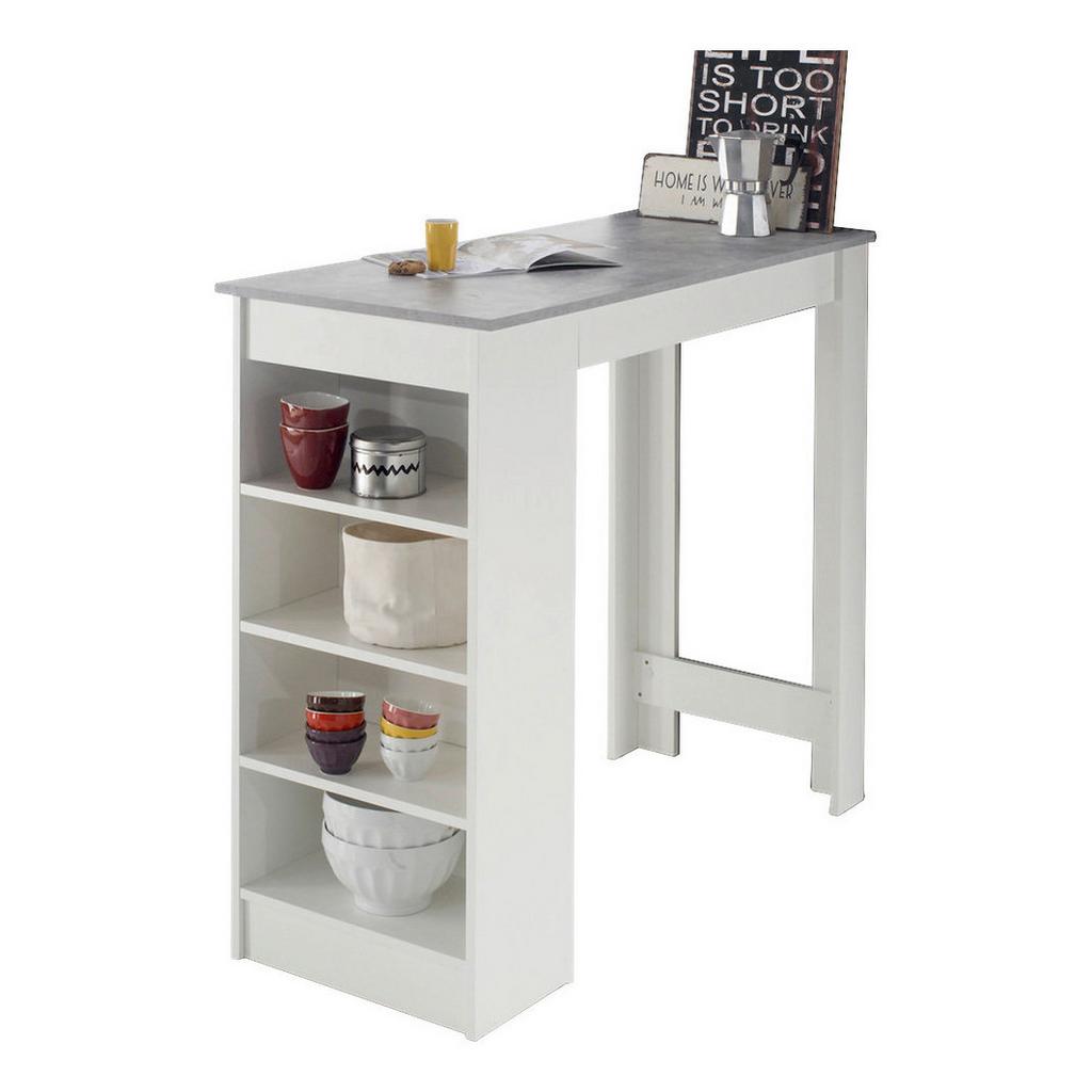 Bartisch Mojito 115x50x103 cm Grau/Weiß mit Regal