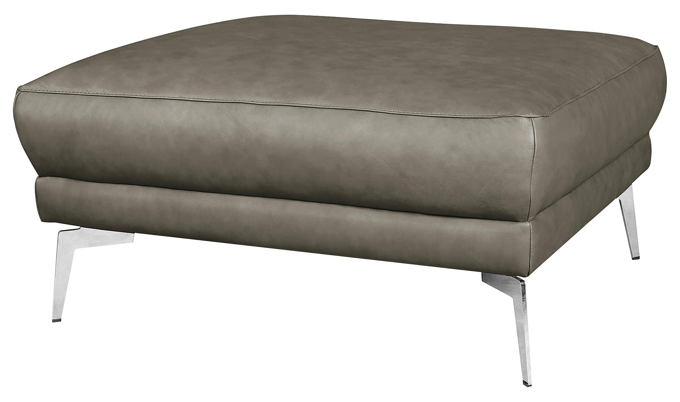 Hocker Spring Schwarz Chrom B: 96 cm - Chromfarben/Grau, Design, Leder (96/45/80cm) - Livetastic