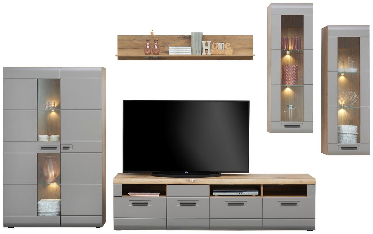 Vitrine Auris B: 95 cm Eiche/Basalt - Grau, MODERN, Glas/Holzwerkstoff (95/154,4/37,1cm) - Luca Bessoni