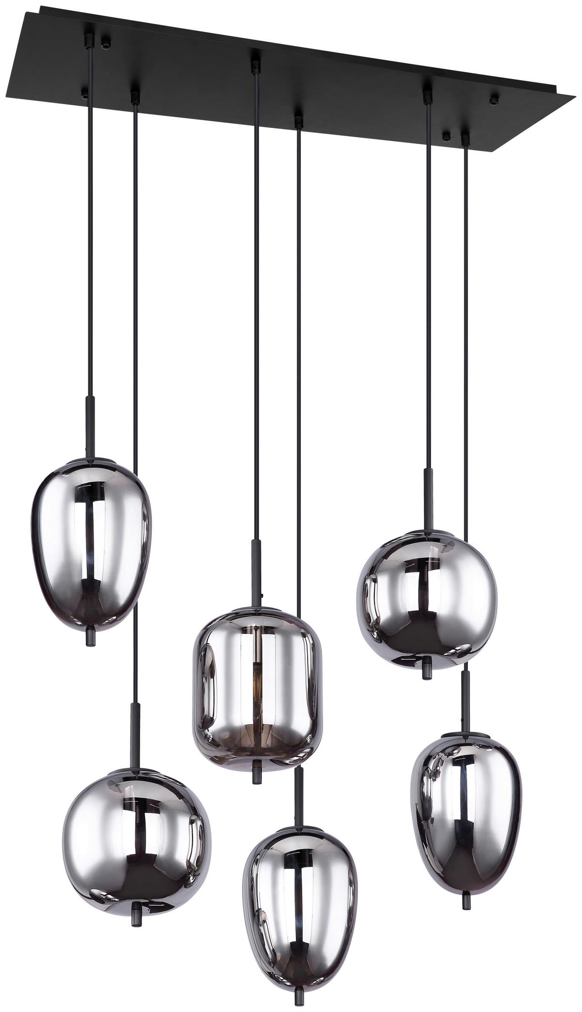 Závesné svietidlo Jeanette, max. 40 Watt - čierna, Modern, kov/sklo (80/34/120cm) - Premium Living
