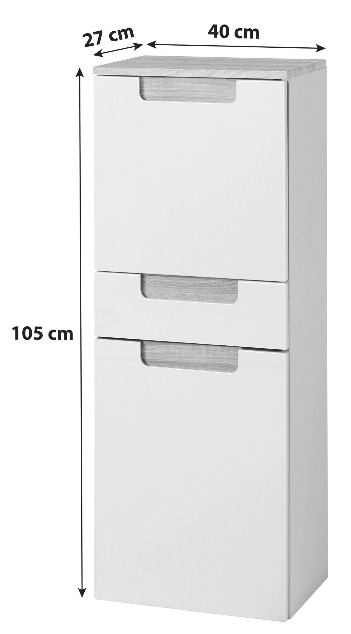 Midischrank mit Türdämpfer Siena 40cm Weiß/Anthrazit - Anthrazit/Weiß, MODERN, Holzwerkstoff (40/105/27cm) - Held