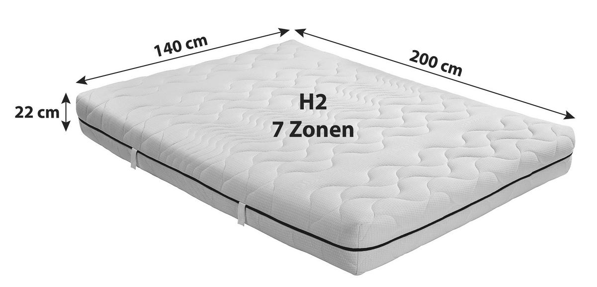 Komfortschaummatratze Ergo Duo 140x200cm Mittelfest - Weiß, Textil (140/200cm) - Primatex
