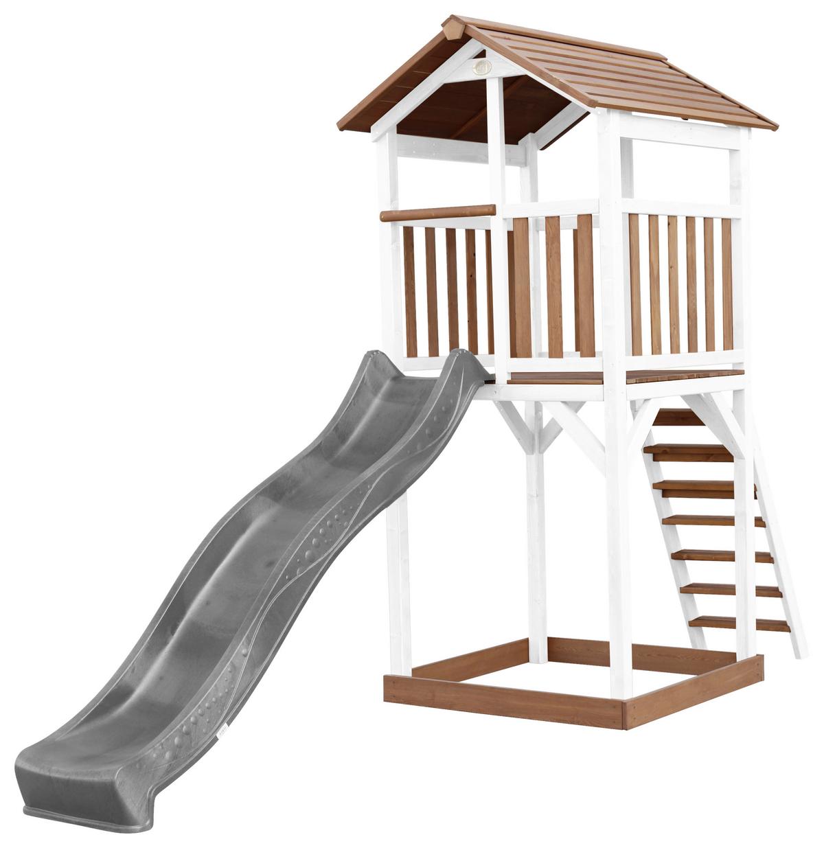 Spielturm A025.120.81 - Braun/Weiß, KONVENTIONELL, Holz/Kunststoff (111,2/241,9/349cm) - Ambia Garden