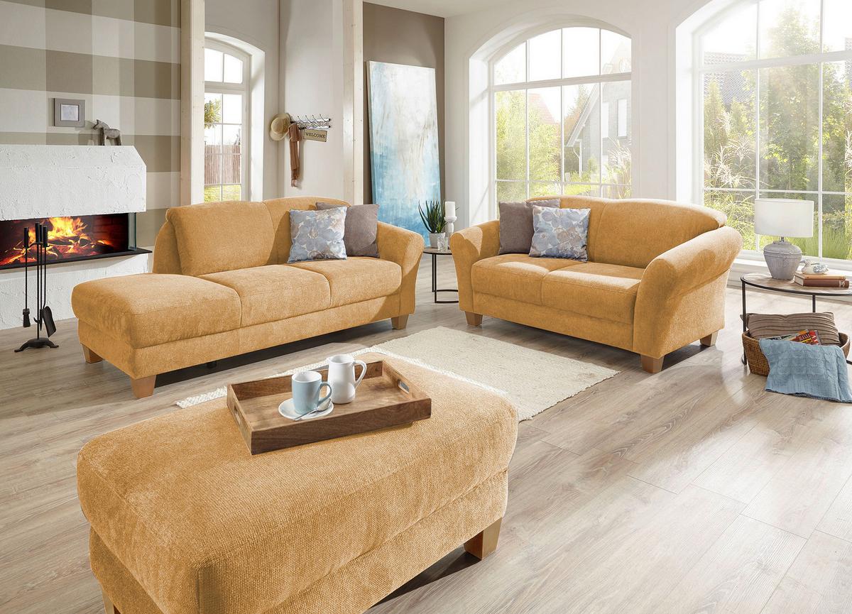 Récamiere Gotland V, Senfgelb B: 194 cm - Senfgelb/Naturfarben, KONVENTIONELL, Textil (194/84/91cm) - Sit & More