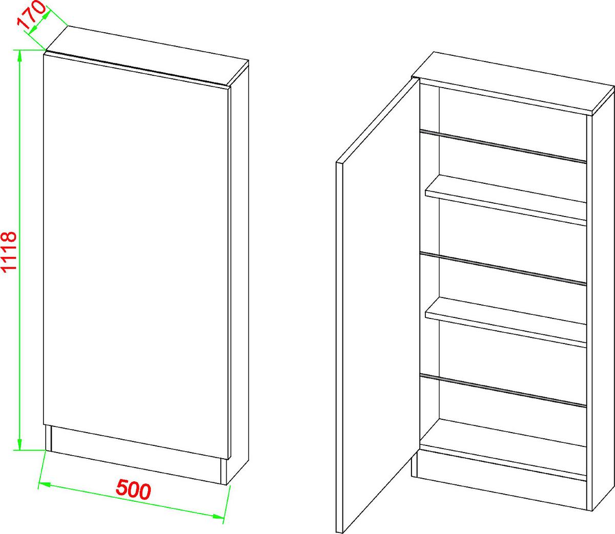 Schuhschrank Fulisa Weiß, 50 cm - Weiß, Design, Holzwerkstoff (50/112/17cm) - MID.YOU