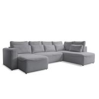 Rohová sedačka HOLLY U, obojstranná, sivá - čierna/sivá, Design, drevo/textil (158/331/210cm)
