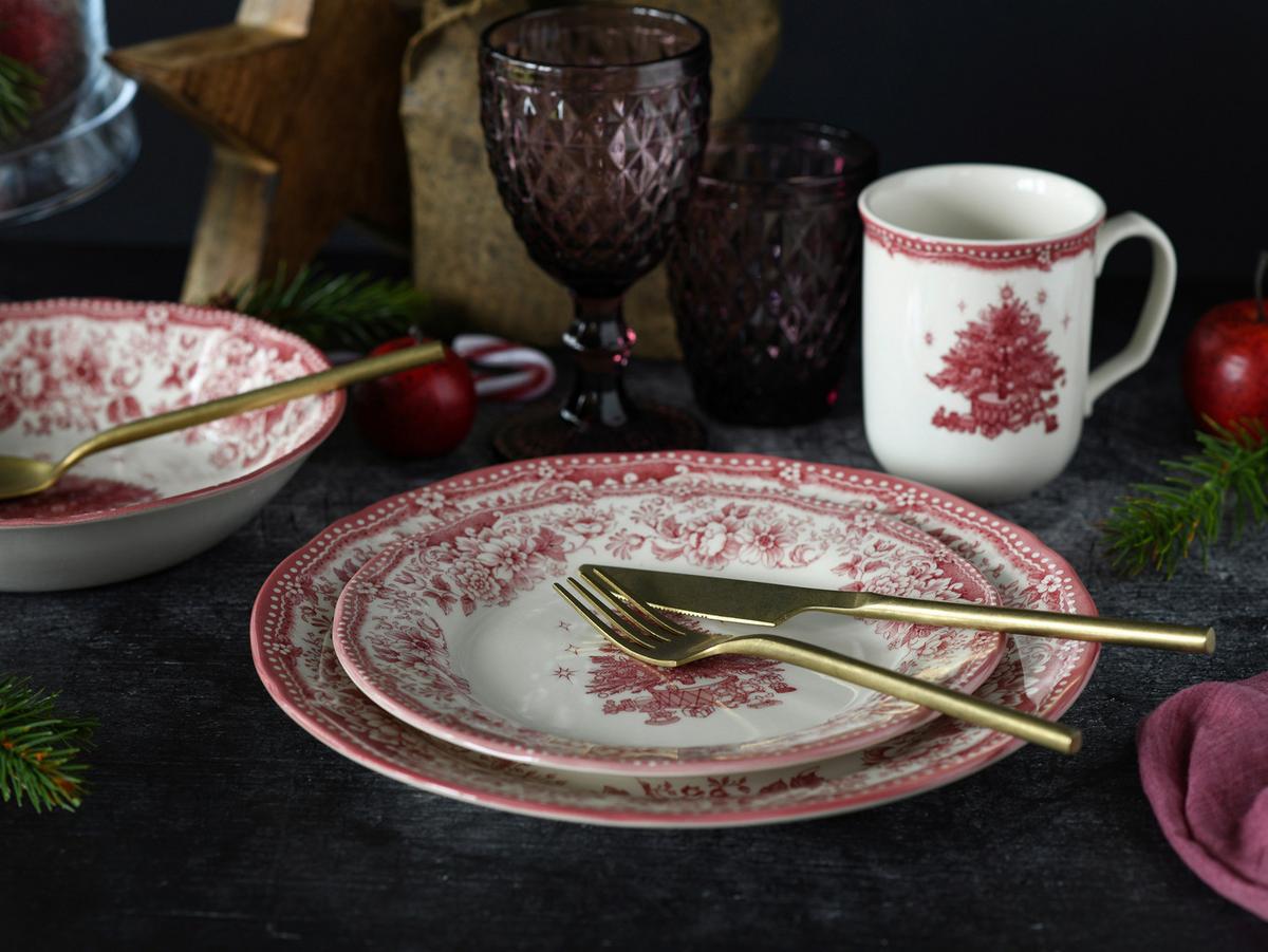 Kombiservice Tannenbaum 16--Teilig., Rot - Rot, Basics, Keramik - Creatable