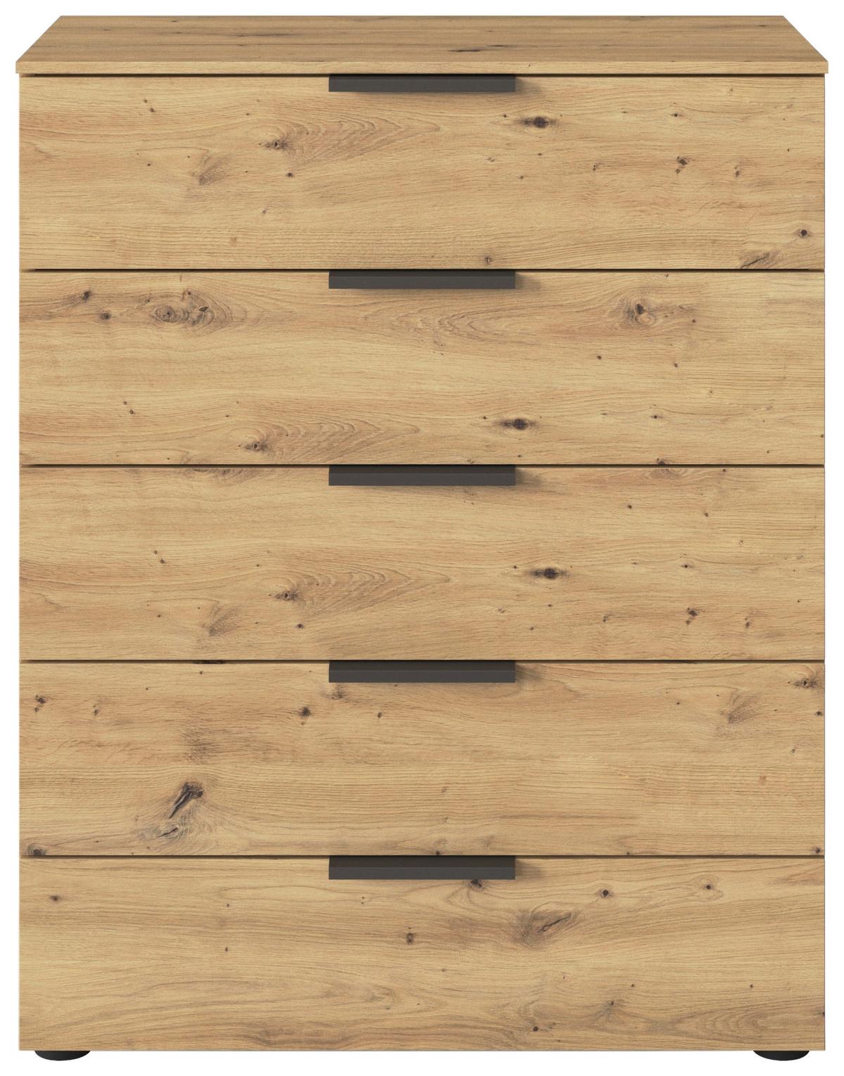 Kommode 80 Cm Flipp Eiche/graphitfarben - Schwarz/Graphitfarben, MODERN, Holzwerkstoff (80/100/42cm) - Rauch Möbel