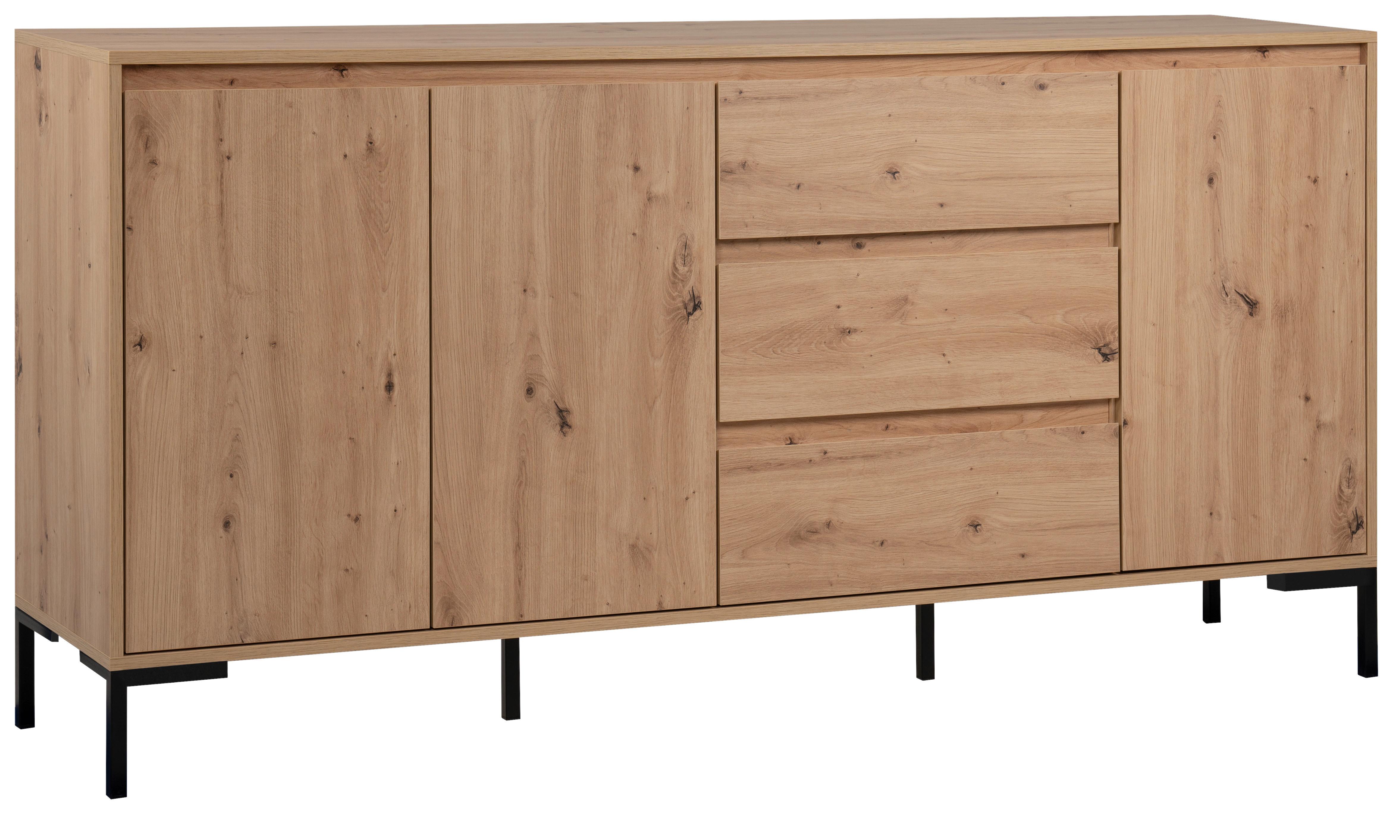 Sideboard 150cm Korsika Eiche Artisan Dekor - Schwarz/Eiche Artisan, Design, Holzwerkstoff (170/87/40cm) - MID.YOU