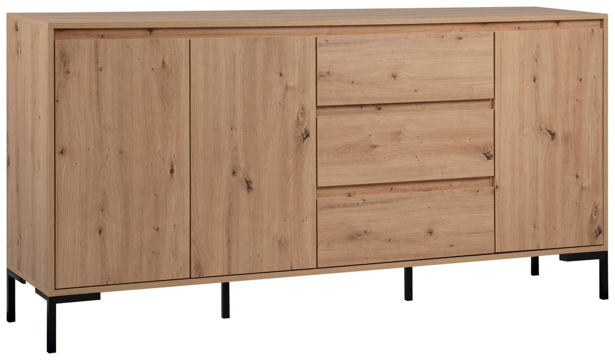 Sideboard 150cm Korsika Eiche Artisan Dekor - Schwarz/Eiche Artisan, Design, Holzwerkstoff (170/87/40cm) - MID.YOU