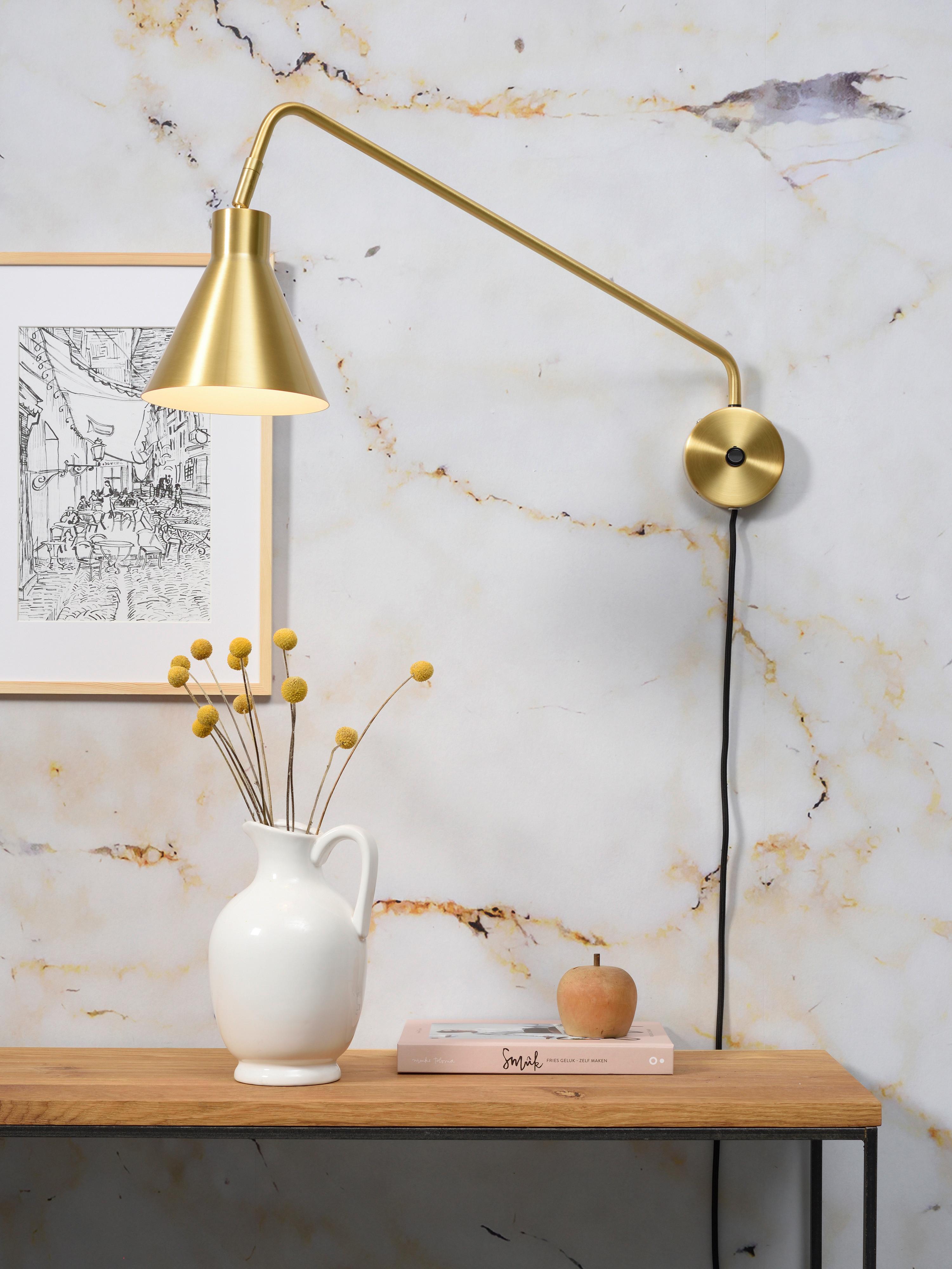 Wandleuchte Lyon 1-Flammig drehbar und Schwenkbar - Goldfarben, Design, Metall (25/68cm) - It's about Romi