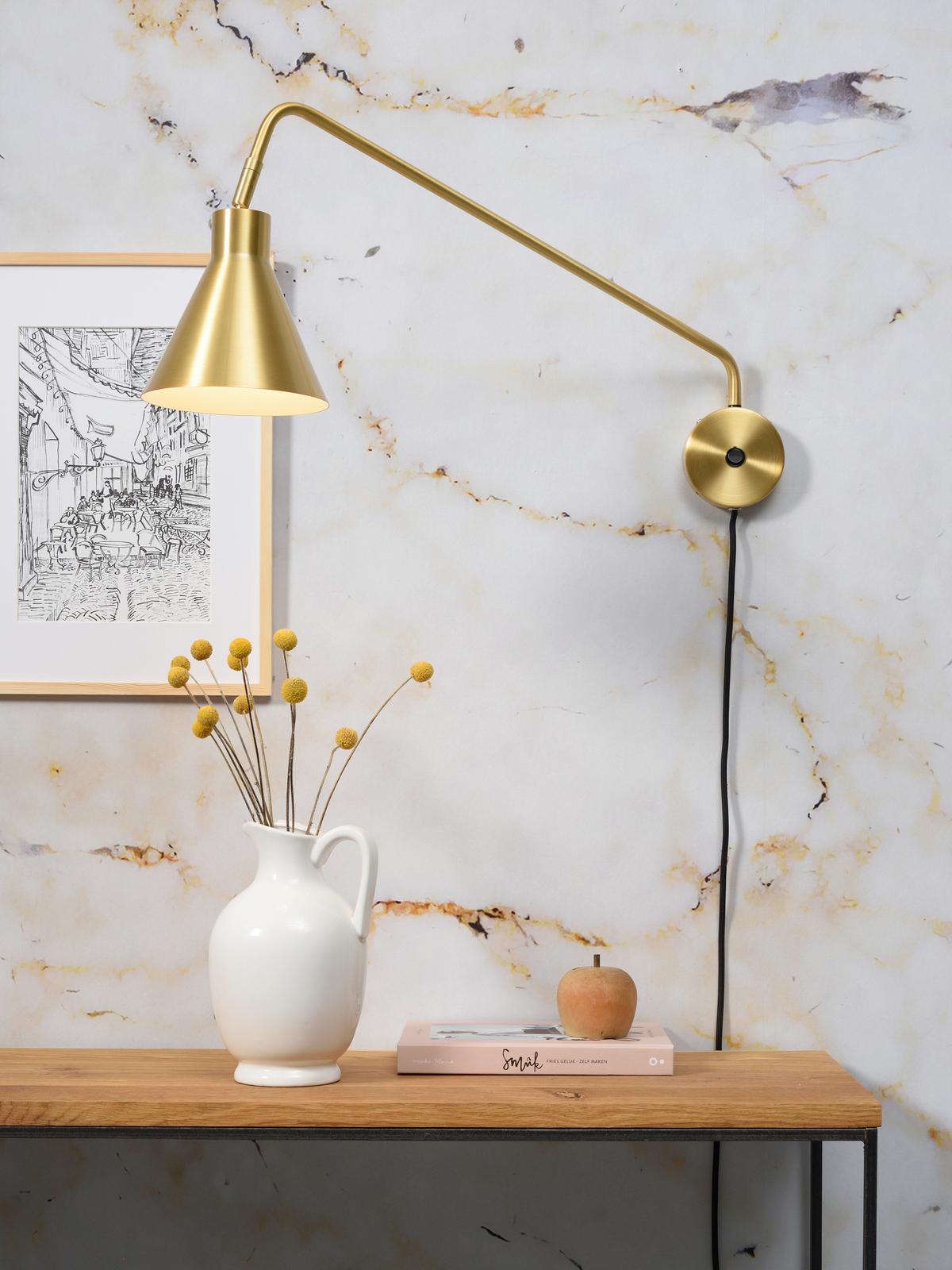 Wandleuchte Lyon 1-flammig Drehbar Und Schwenkbar - Goldfarben, Design, Metall (25/68cm) - It's about Romi