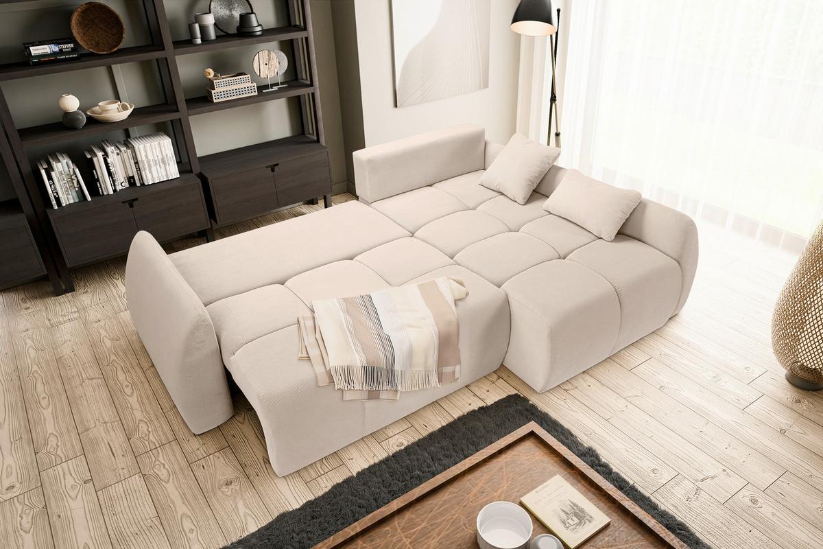 Ecksofa Sancho Long Beige S: 255x155cm - Beige/Schwarz, Basics, Holz/Textil (255/155cm) - MID.YOU
