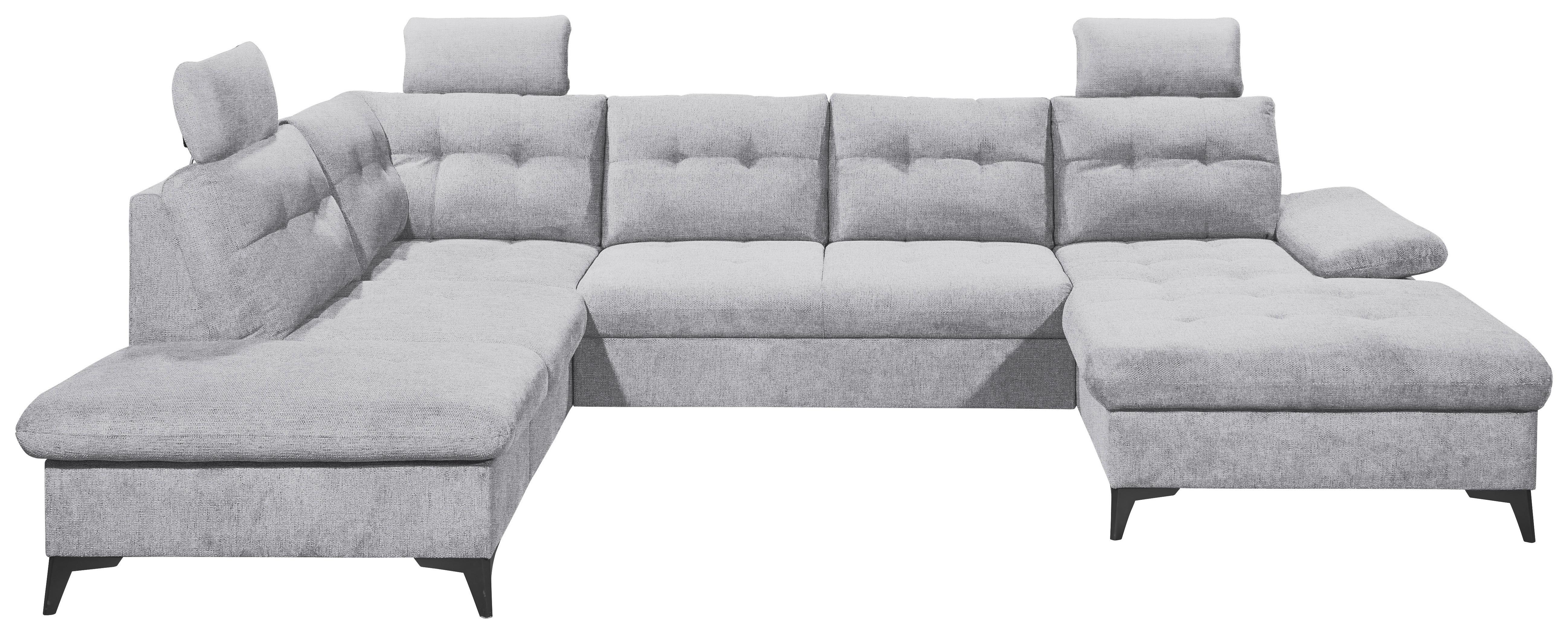 Wohnlandschaft Durban U Hellgrau U: 218/324/170 cm - Hellgrau/Schwarz, KONVENTIONELL, Textil (218/324/170cm) - MID.YOU