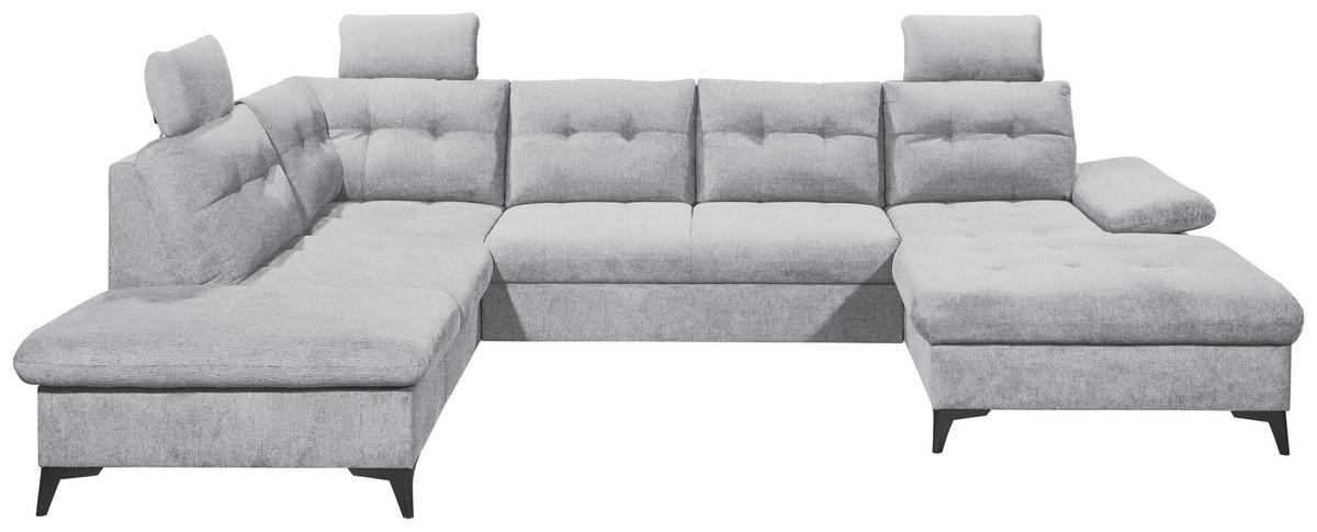 Wohnlandschaft Durban U Hellgrau U: 218/324/170 Cm - Hellgrau/Schwarz, KONVENTIONELL, Textil (218/324/170cm) - MID.YOU