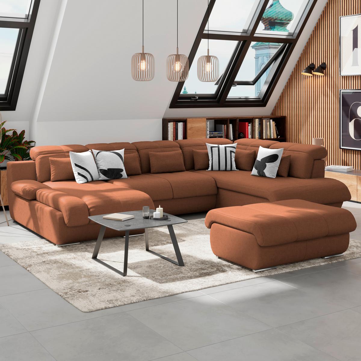 Hocker Multi - Chromfarben/Cognac, MODERN, Textil (100/43/80cm) - Luca Bessoni
