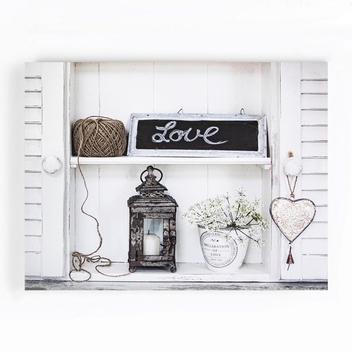 Leinwandbild Love Grau - Grau, Basics, Wellpappe/Textil (100/75/3cm)