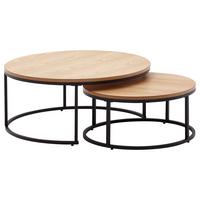 Sada zasouvacích stolků WL6.507 - černá/hnědá, Moderní, kov/kompozitní dřevo (80/80/36cm) - MID.YOU