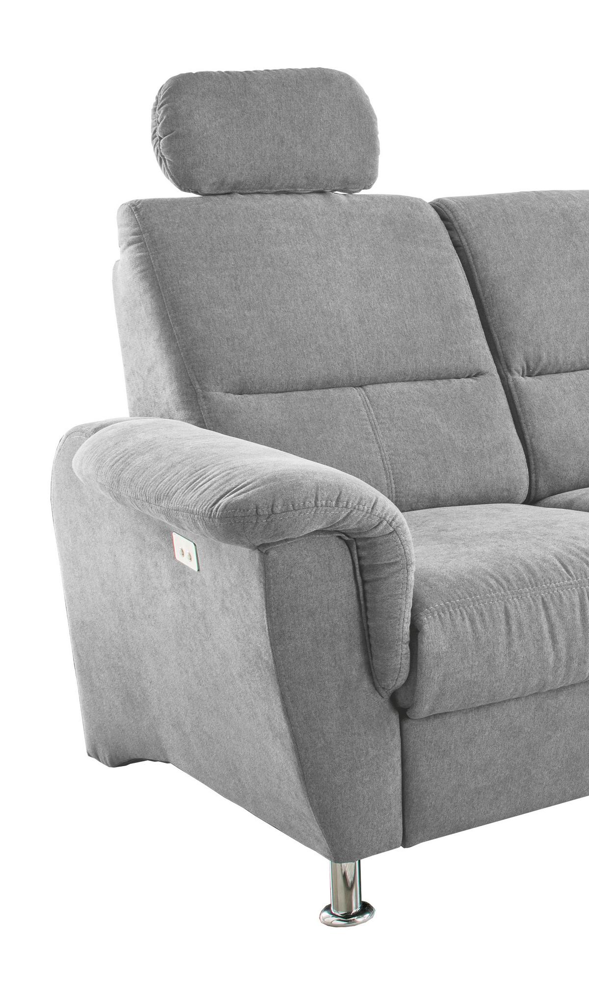 Ecksofa Parole Grau S: 292/165 cm - Chromfarben/Grau, KONVENTIONELL, Textil (292/165cm) - Livetastic