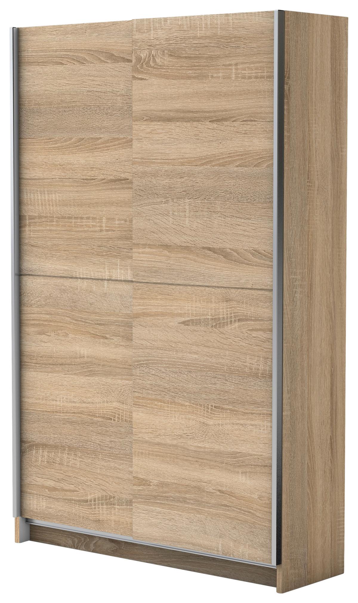 Schwebetürenschrank 125 Cm Slim, Sonoma Eiche Dekor - Eichefarben, Basics, Holzwerkstoff (125/195,5/38cm) - P & B