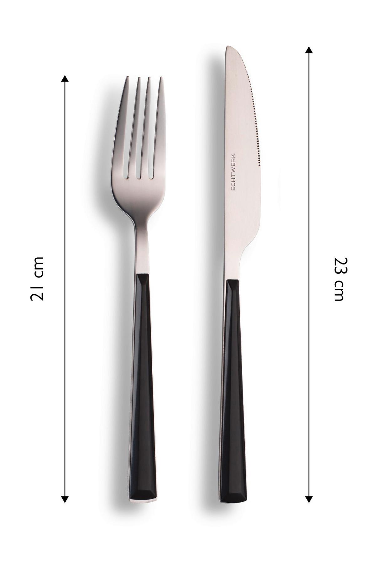Besteckset 16-teilig Für 4 Personen - Silberfarben/Schwarz, Basics, Metall - Echtwerk