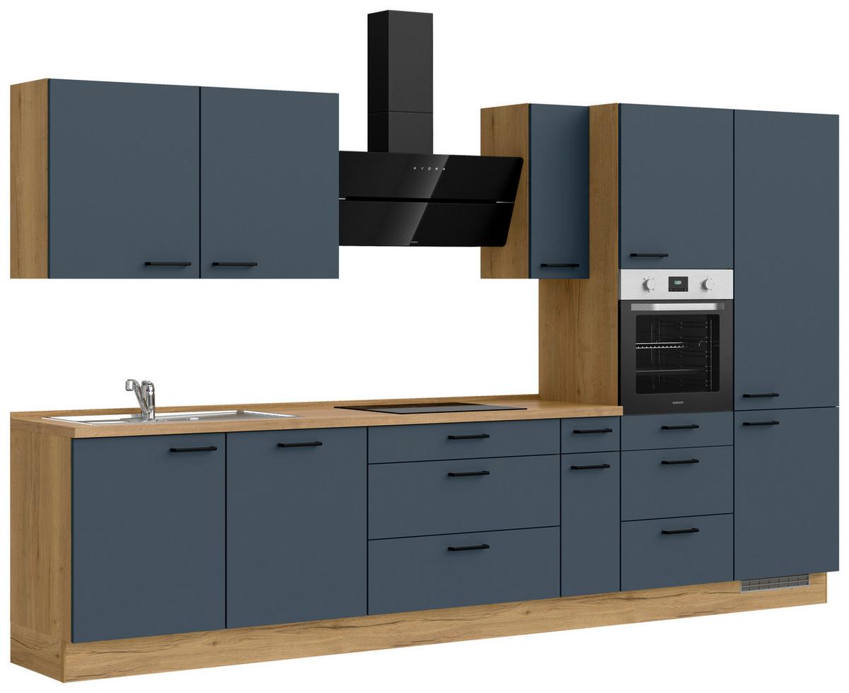 Küchenleerblock Easytouch High-Line, H12 Re. - Blau/Eichefarben, MODERN, Holzwerkstoff (360cm) - Nobilia