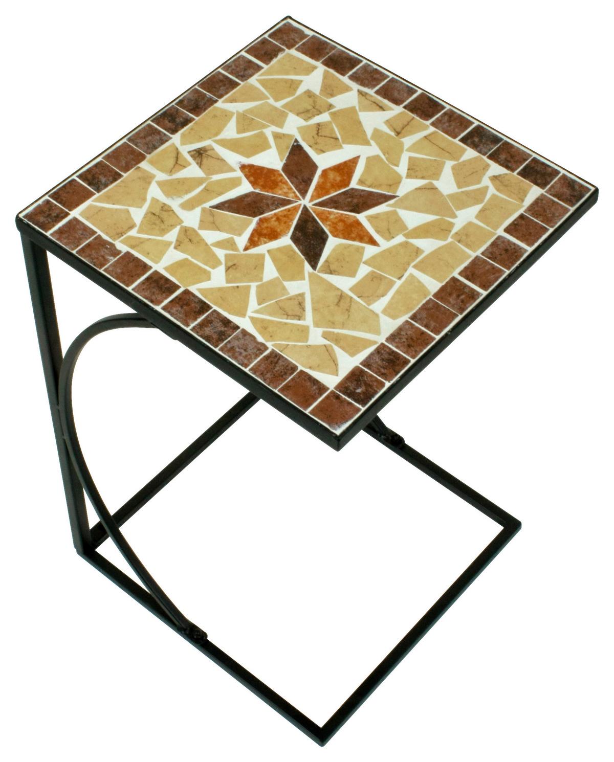 Blumentisch Metall Mit Mosaik Schwarz/multicolor Amarillo - Multicolor/Schwarz, MODERN, Metall (35/35/53cm)
