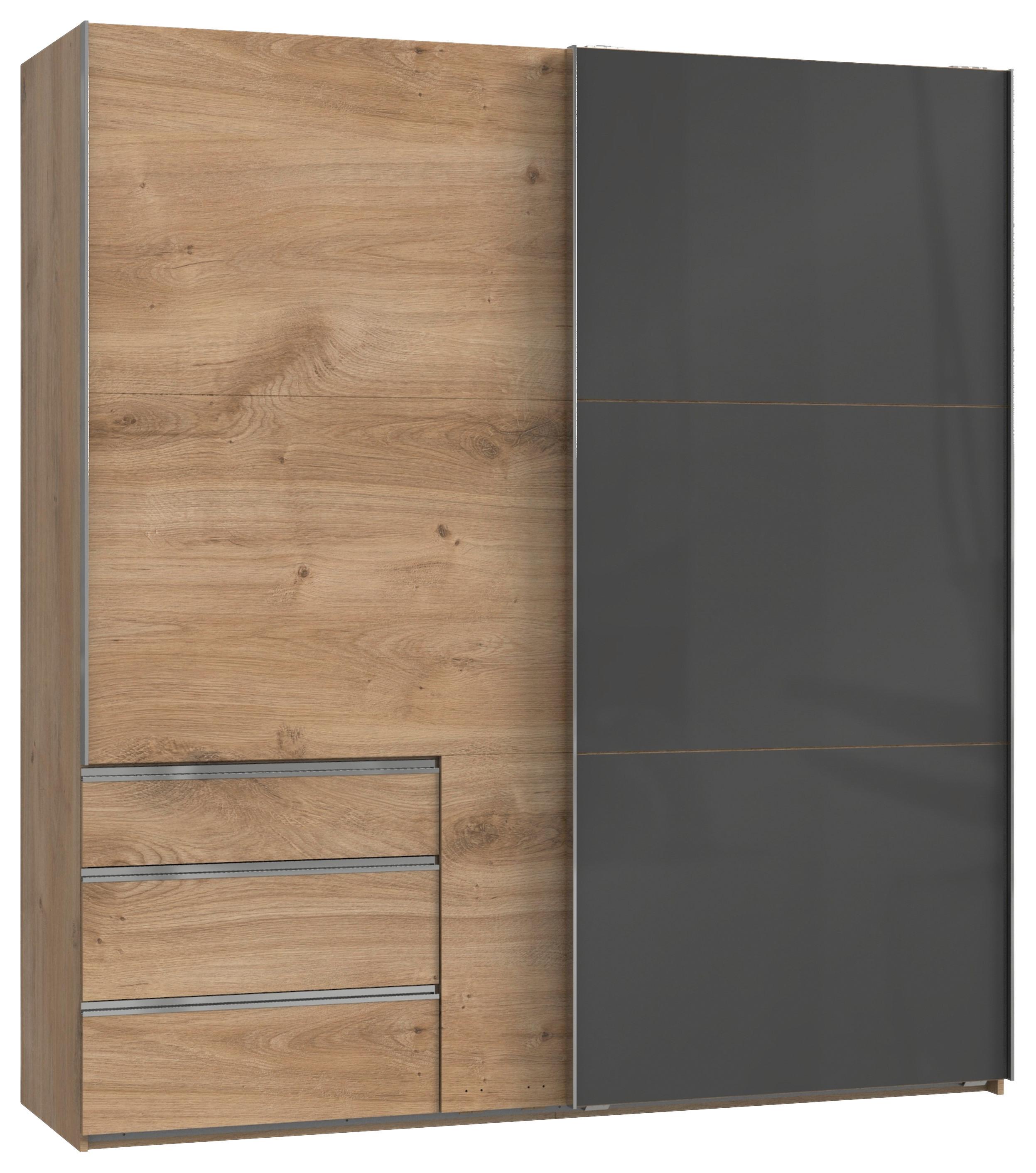 Schwebetürenschrank Mit Laden B:200cm Level Grau/eiche Dekor - Eichefarben/Grau, MODERN, Holzwerkstoff (200/216/65cm) - MID.YOU