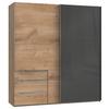 Schwebetürenschrank Mit Laden B:200cm Level Grau/eiche Dekor - Eichefarben/Grau, MODERN, Holzwerkstoff (200/216/65cm) - MID.YOU