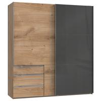 Schwebetürenschrank Mit Laden B:200cm Level Grau/eiche Dekor - Eichefarben/Grau, MODERN, Holzwerkstoff (200/216/65cm) - MID.YOU