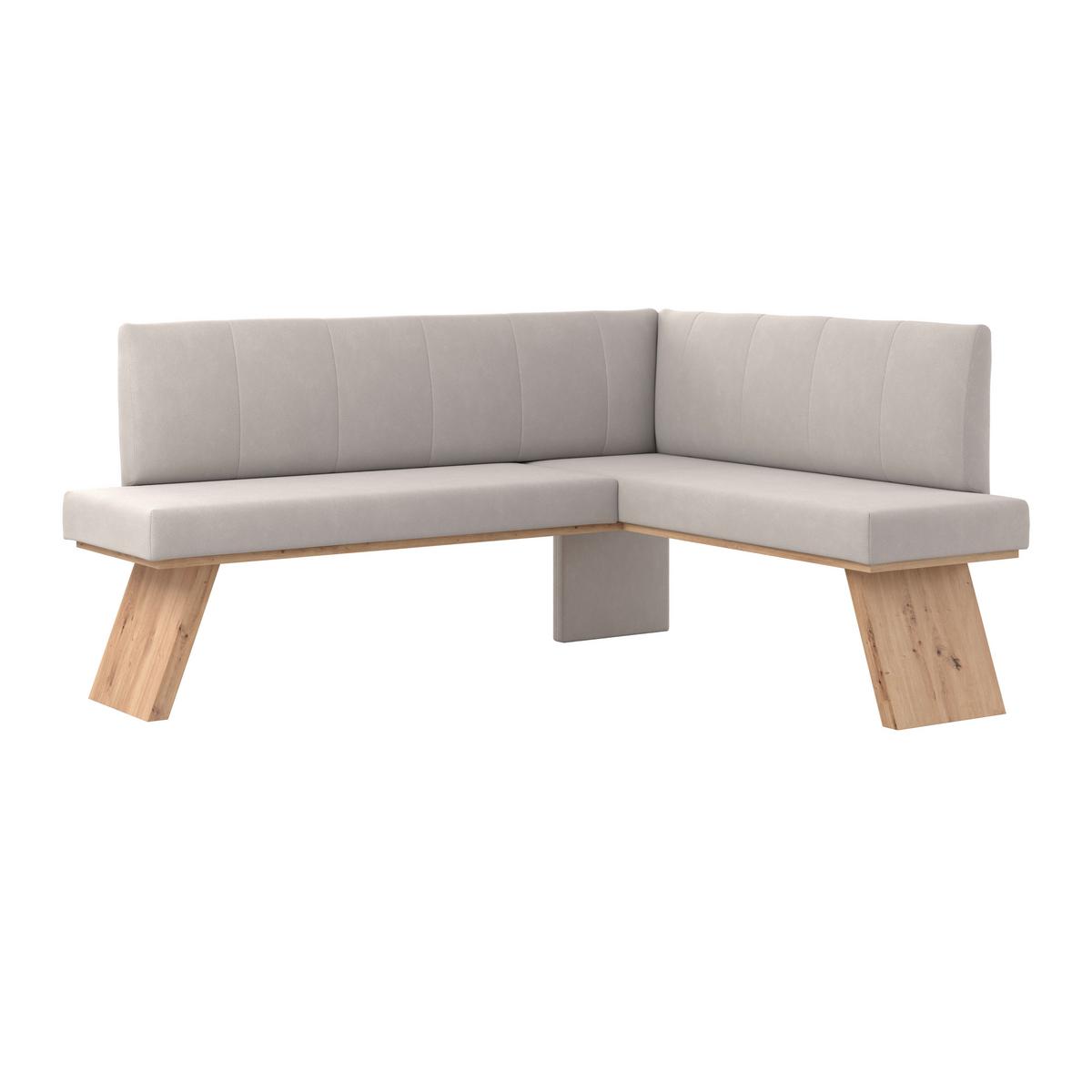 Eckbank Emma Ii Webstoff Weiß, B: 185 - Eichefarben/Weiß, KONVENTIONELL, Holzwerkstoff/Textil (185/150cm)