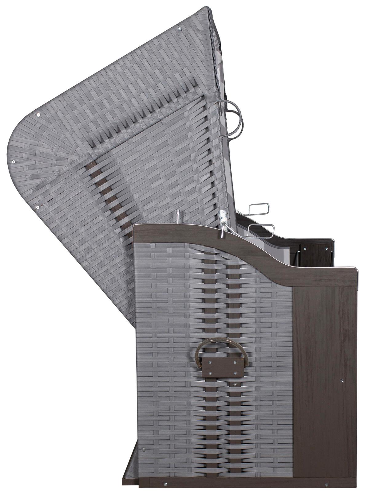 Strandkorb Ostsee Fehmarn Grau, Weiß, B: 124 cm - Weiß/Grau, Basics, Holz/Kunststoff (124/159/87cm) - Gardenson