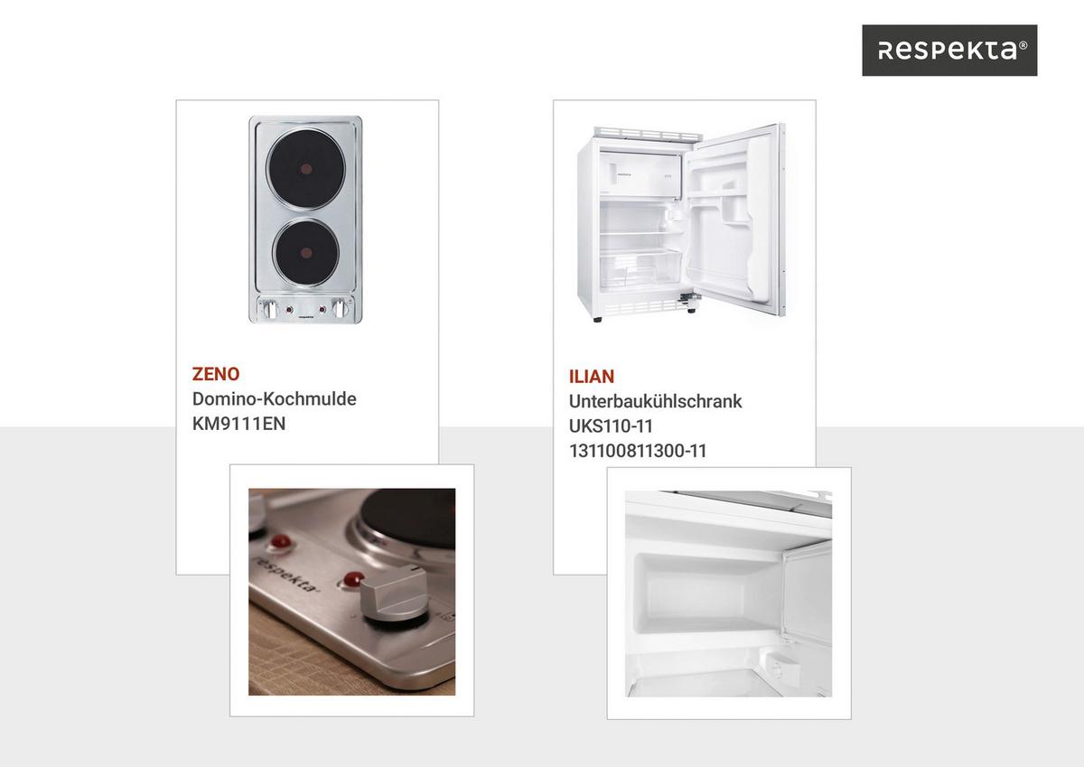 Küchenzeile Economy M. Geräten 195 Cm Weiß/eiche Dekor Modern - Eichefarben/Weiß, Basics, Holzwerkstoff (195cm) - Respekta