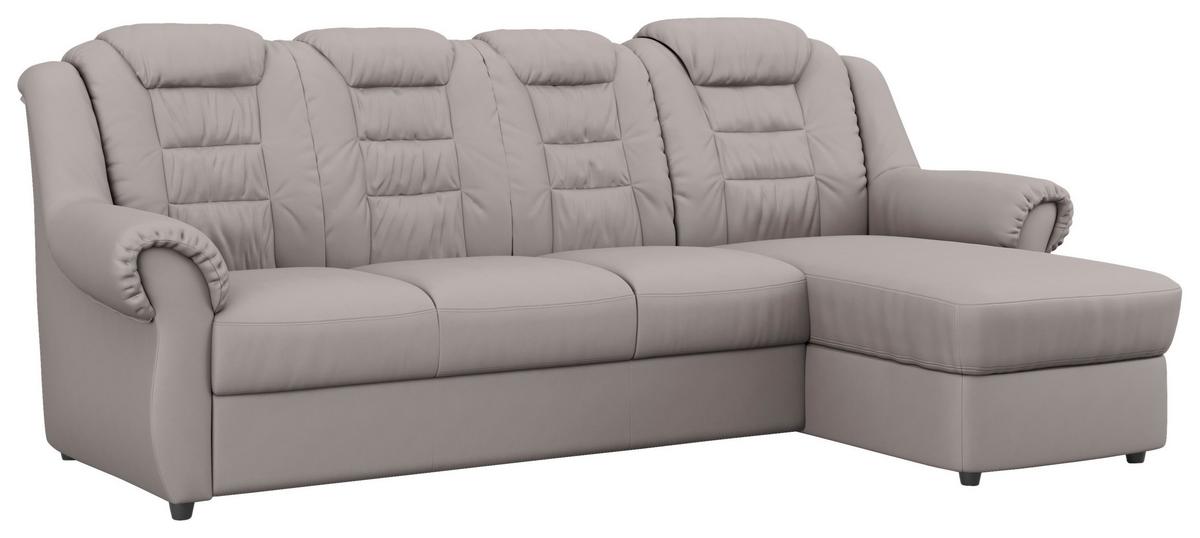 Ecksofa Boston Hellbraun Lederlook - Hellbraun/Schwarz, KONVENTIONELL, Textil (262/165cm) - Livetastic