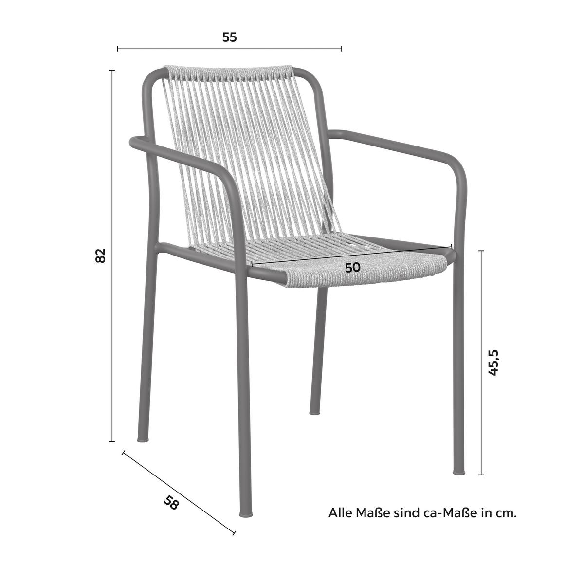 SADA ZÁHRADNÝCH KRESIEL NARDO - čierna/svetlosivá, Modern, kov/textil (55/82/58cm) - Bessagi Garden