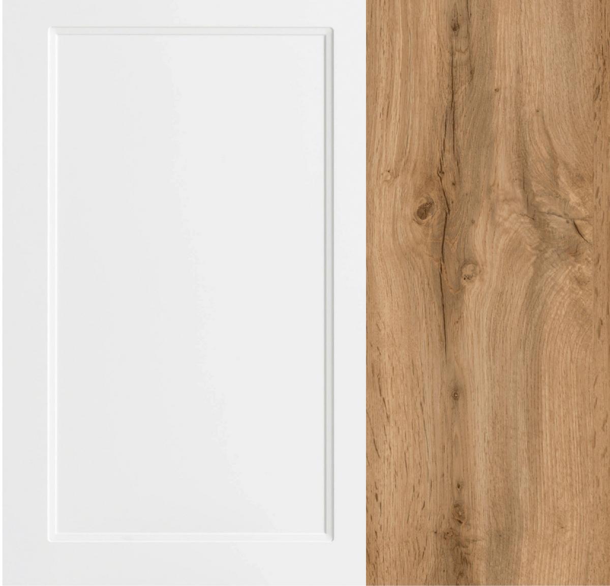Eckküche Meran mit Geräten 240x300 cm Weiß/Eiche Dekor - Eiche Wotan/Weiß, LIFESTYLE, Holzwerkstoff (240/300cm) - Held