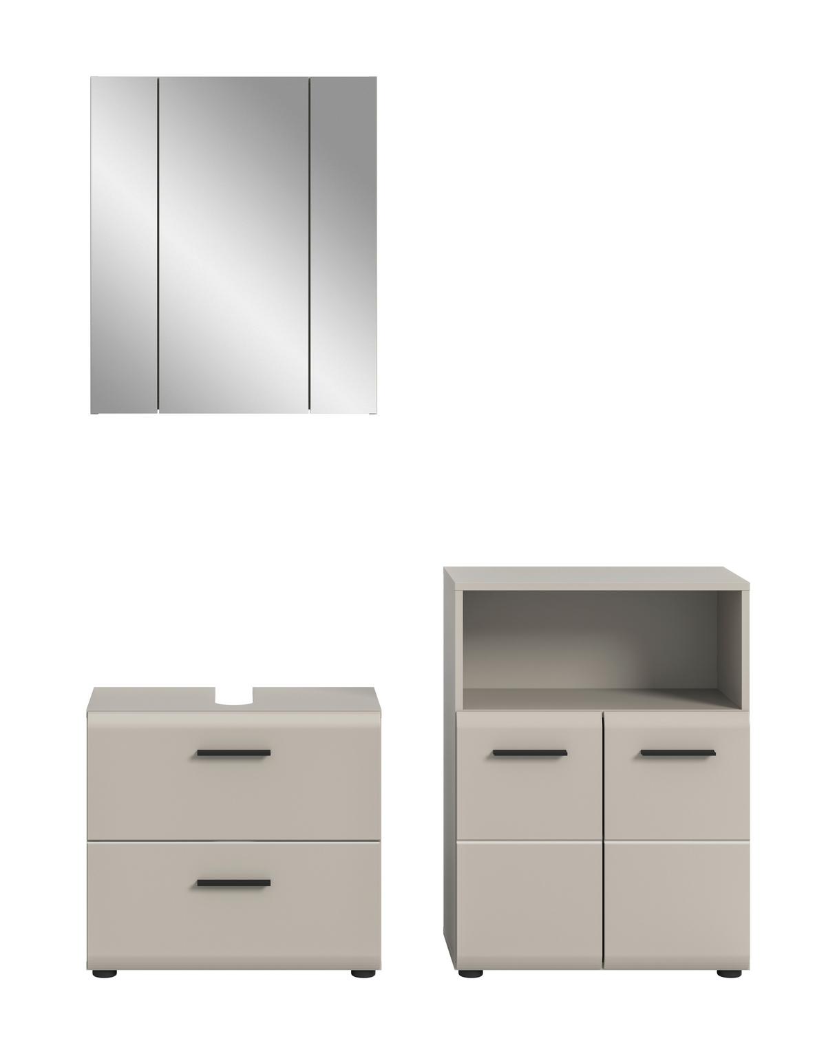 Badezimmer ICE Kaschmir B: 120 cm - Kaschmir/Schwarz, Trend, Glas/Holzwerkstoff (120cm) - MID.YOU