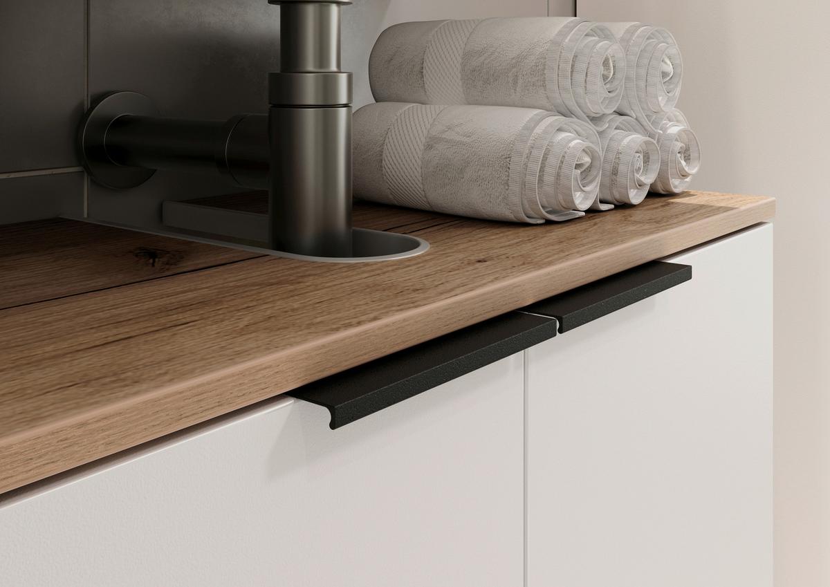 Waschbeckenunterschrank Gw-Menen Weiß/Eichefarben - Eichefarben/Schwarz, MODERN, Holzwerkstoff (70/58/34cm) - Germania