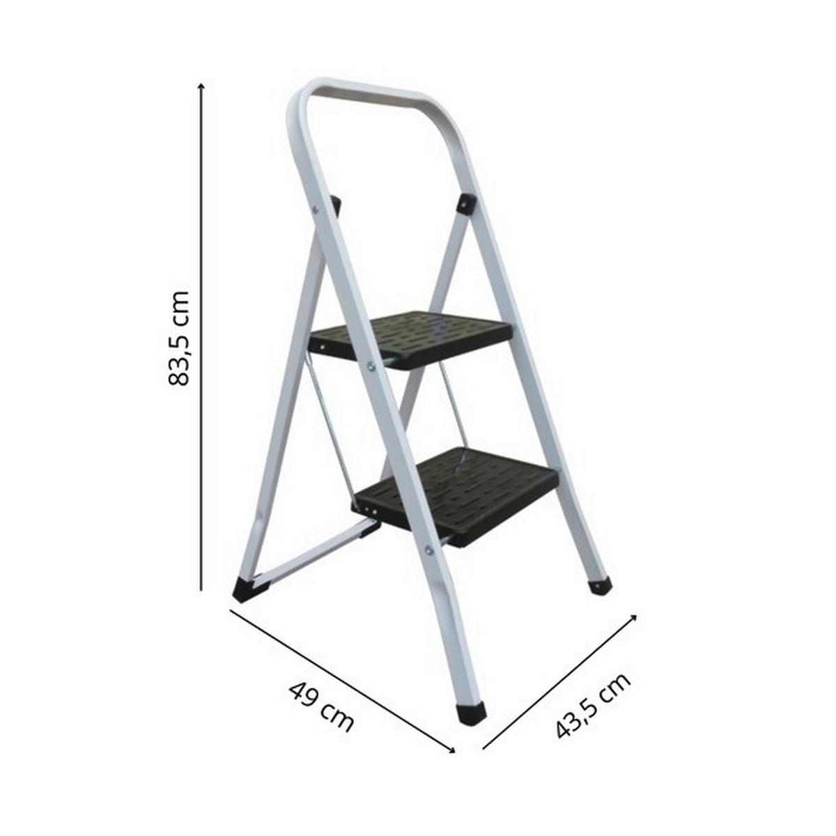 Klapptrittleiter 2 Stufen - Schwarz/Weiß, Basics, Kunststoff/Metall (46/54,5/81cm) - Spirella