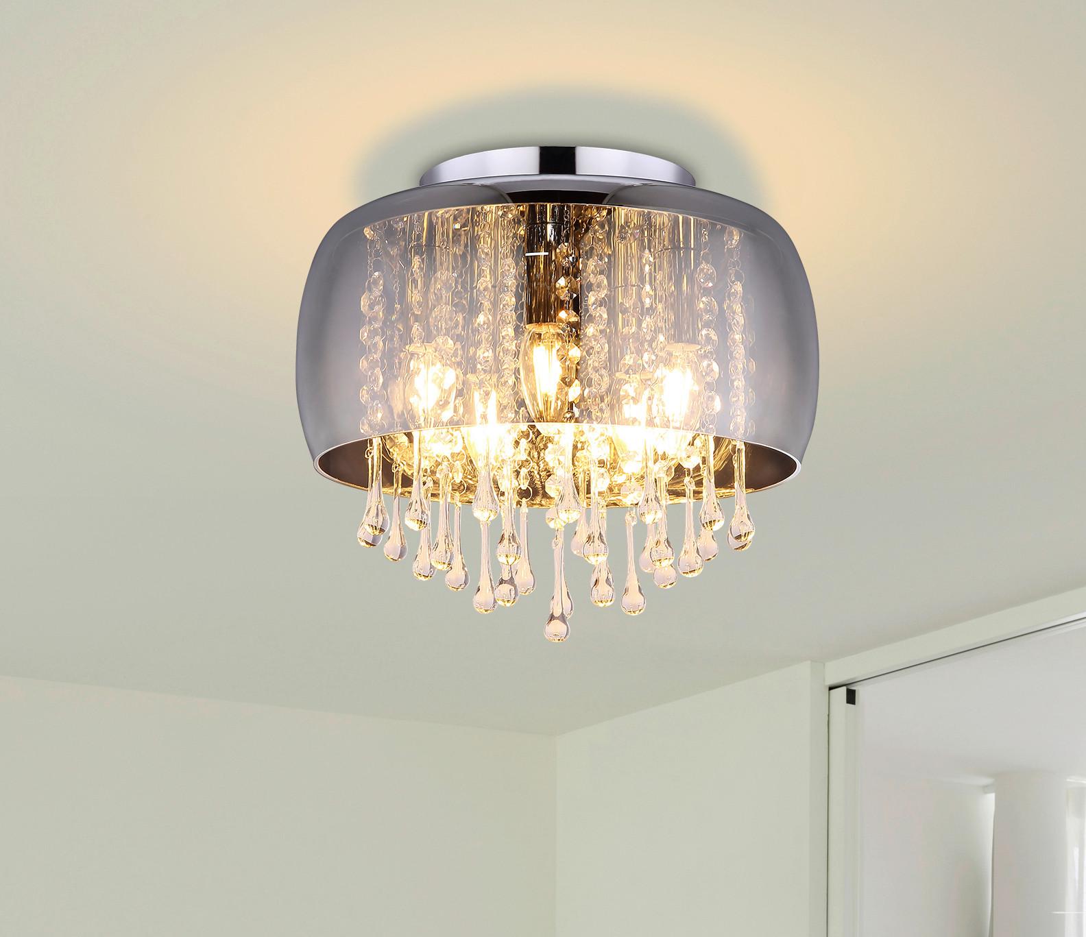Deckenleuchte Kalla D: 350 Cm Kalla D/h: 350/280cm Rauch - Klar/Chromfarben, Basics, Glas/Metall (35/28cm) - Globo