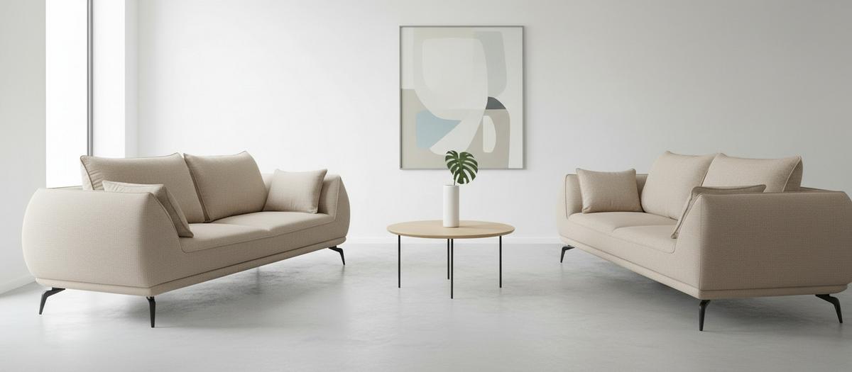 2-Sitzer-Sofa Cavo, Hellbraun B: 208 cm - Hellbraun/Schwarz, MODERN, Textil (208/86/118cm) - MID.YOU