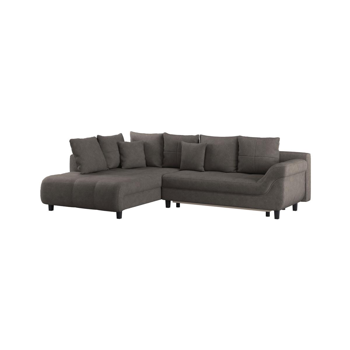 Ecksofa Mendoza - Graubraun/Schwarz, Design, Textil (197/309cm) - Ondega