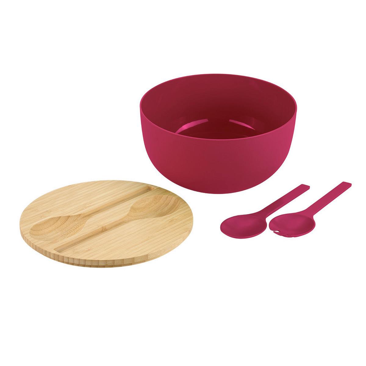 Salatschüssel 58473 - Hellbraun/Brombeere, Basics, Holz/Kunststoff (24/13/13cm) - Kesper