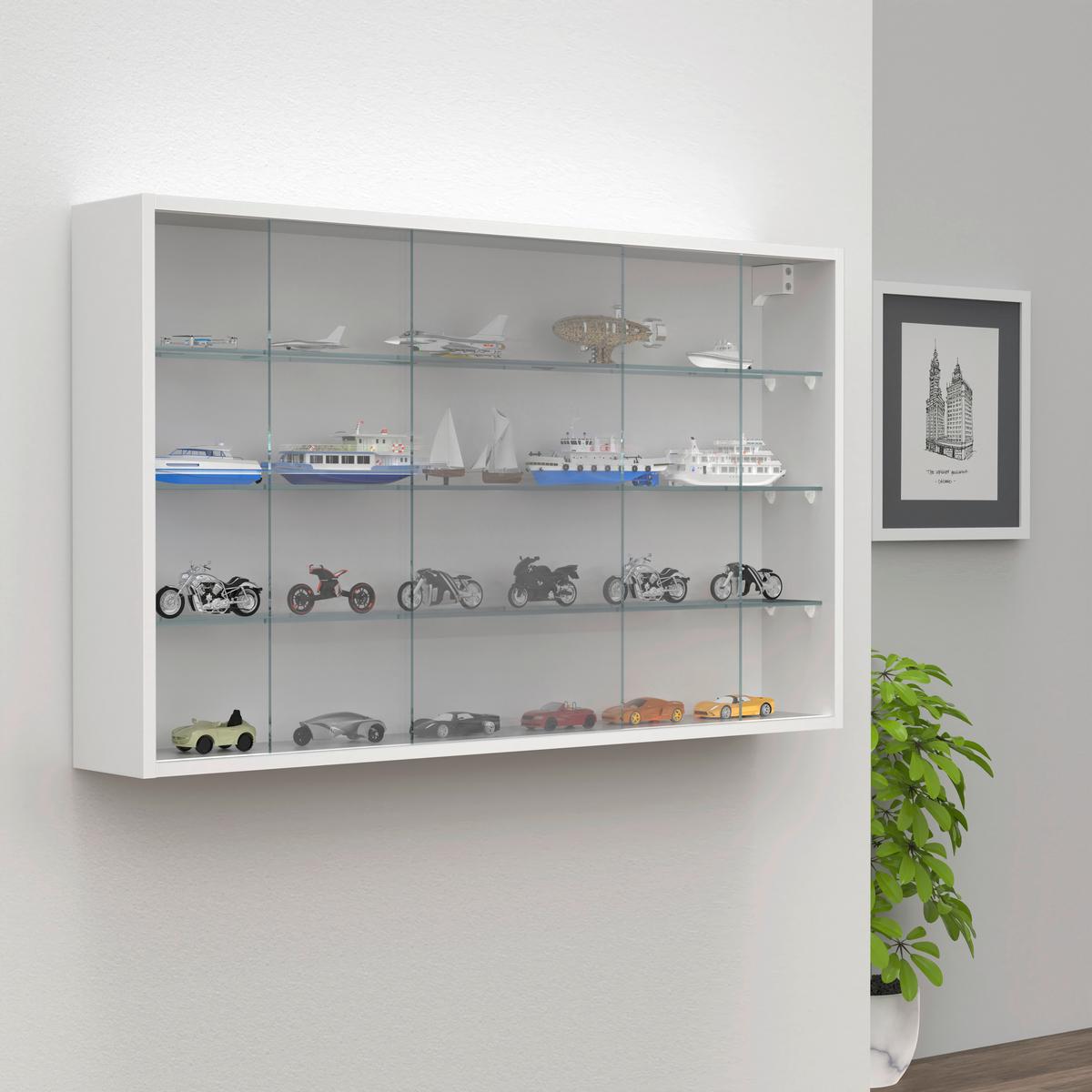 Hängevitrine Drivalo Weiß B: 100 cm - Transparent/Weiß, Design, Glas/Holzwerkstoff (100/60/15cm) - MID.YOU