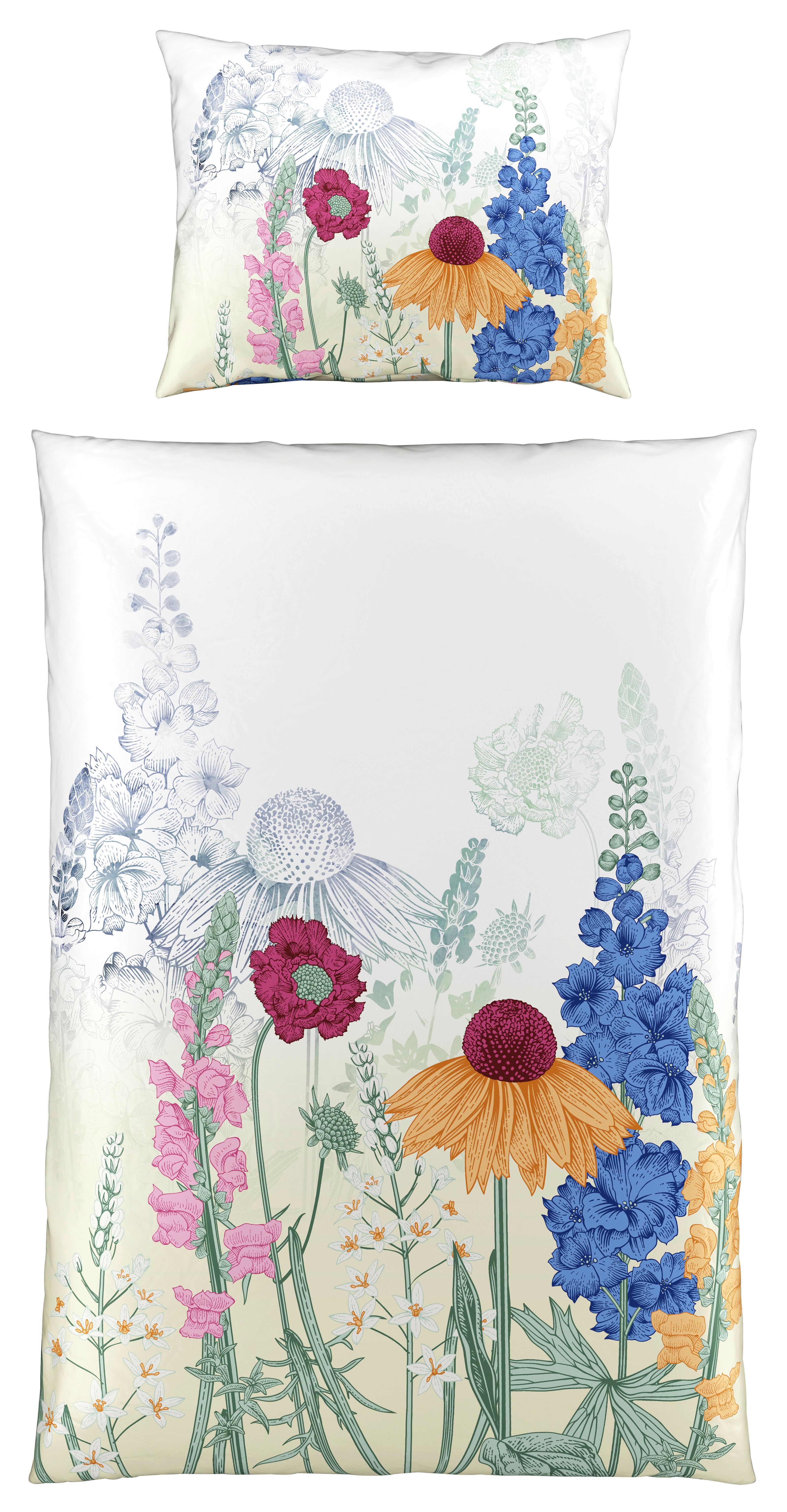 Satin Bettwäsche 140x200 cm Fanny Multicolor - Multicolor/Weiß, ROMANTIK / LANDHAUS, Textil (140/200cm) - James Wood