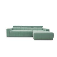 Ecksofa Brandon Kopfteile verstellbar Mintgrün - Schwarz/Mintgrün, Design, Textil (285/175cm) - MID.YOU